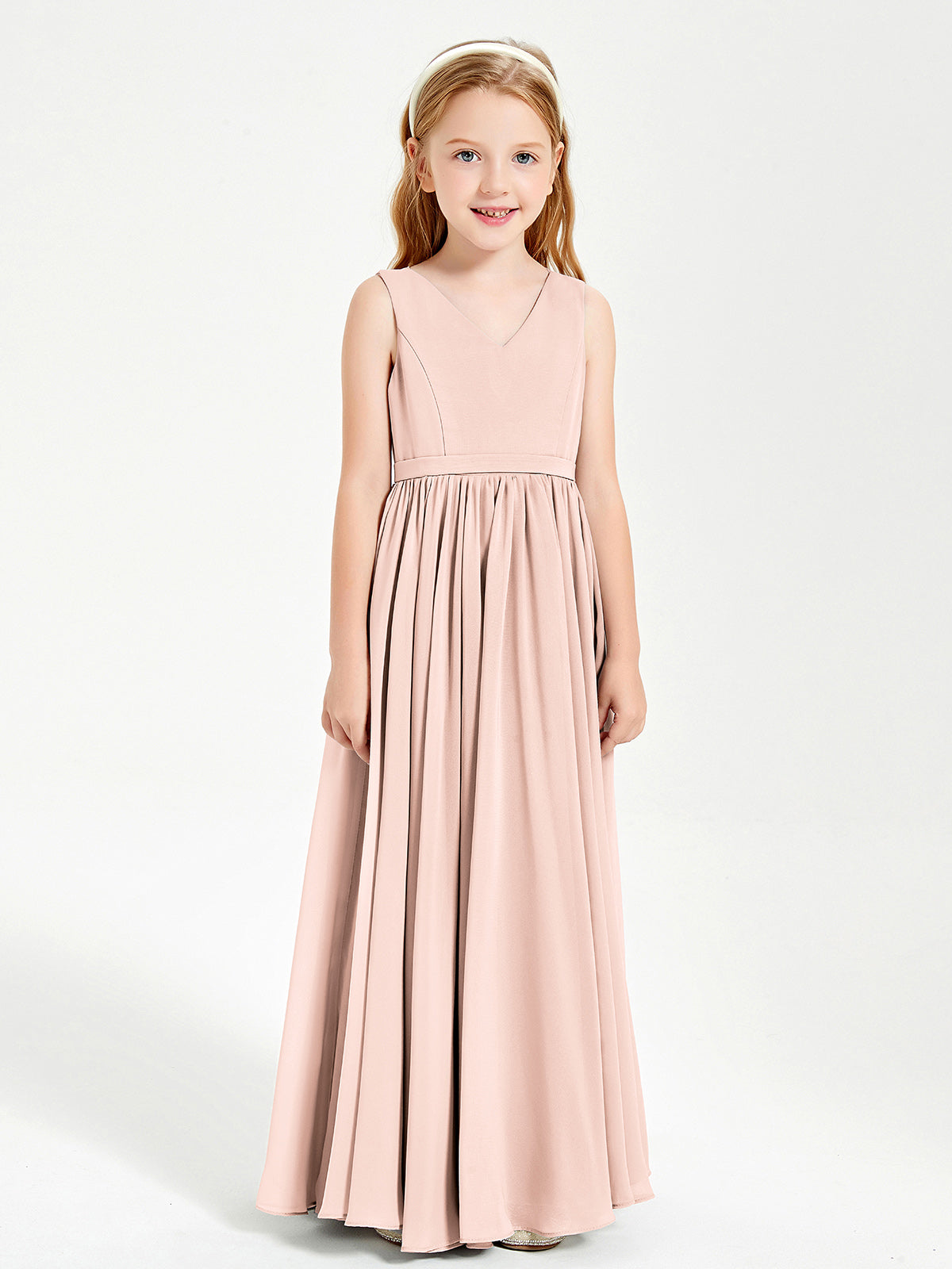 Chic Elegant Sleeveless Dresses for Junior Bridesmaids Pearl Pink